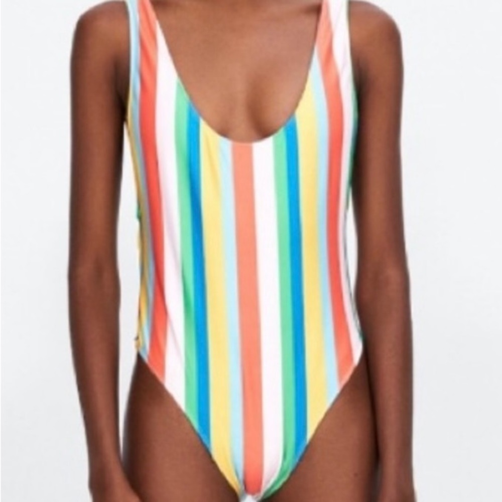 Zara stripped one-piece swim suit size Large
